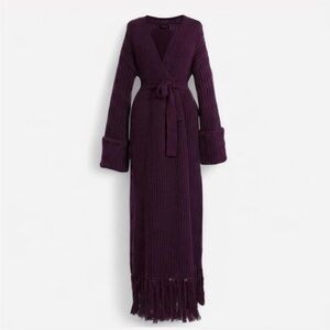 Brand New! Hanifa Miya Plum Long Knit Cardigan (Still in Package)
